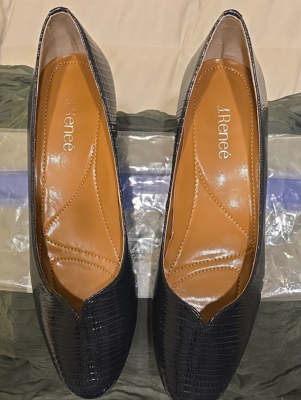 J. Renee Blue Croc-Embossed Leatherette Flats